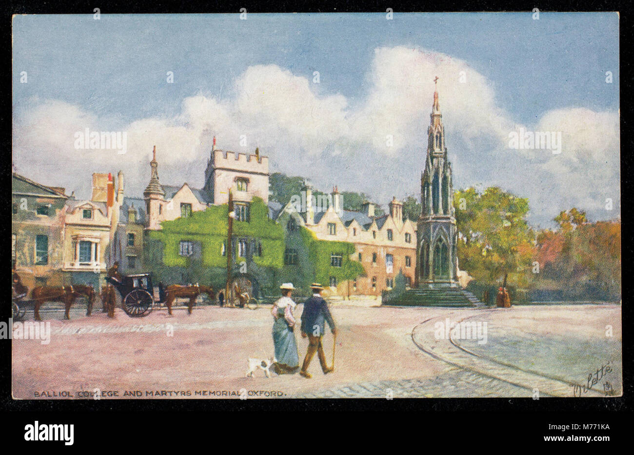 Le Balliol College, l'un des plus anciens collèges de l'Université d'Oxford, est représenté à côté du Martyrs Memorial, un monument historique important d'Oxford. Banque D'Images