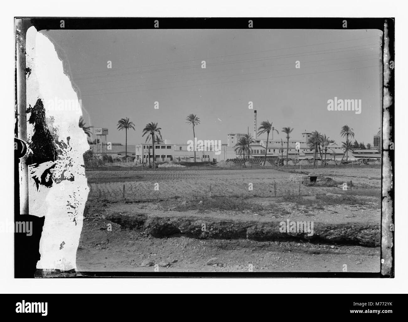 Photographie présentant les industries de tel Aviv, illustrant le développement de la ville en tant que centre du commerce, du commerce et de la croissance industrielle au début du XXe siècle. Banque D'Images