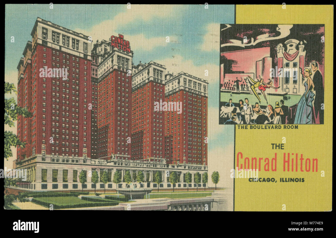 L'hôtel Conrad Hilton de Chicago, Illinois, connu pour sa beauté architecturale et son importance historique, est un symbole emblématique du luxe et de l'hospitalité du début du XXe siècle à Chicago. Banque D'Images
