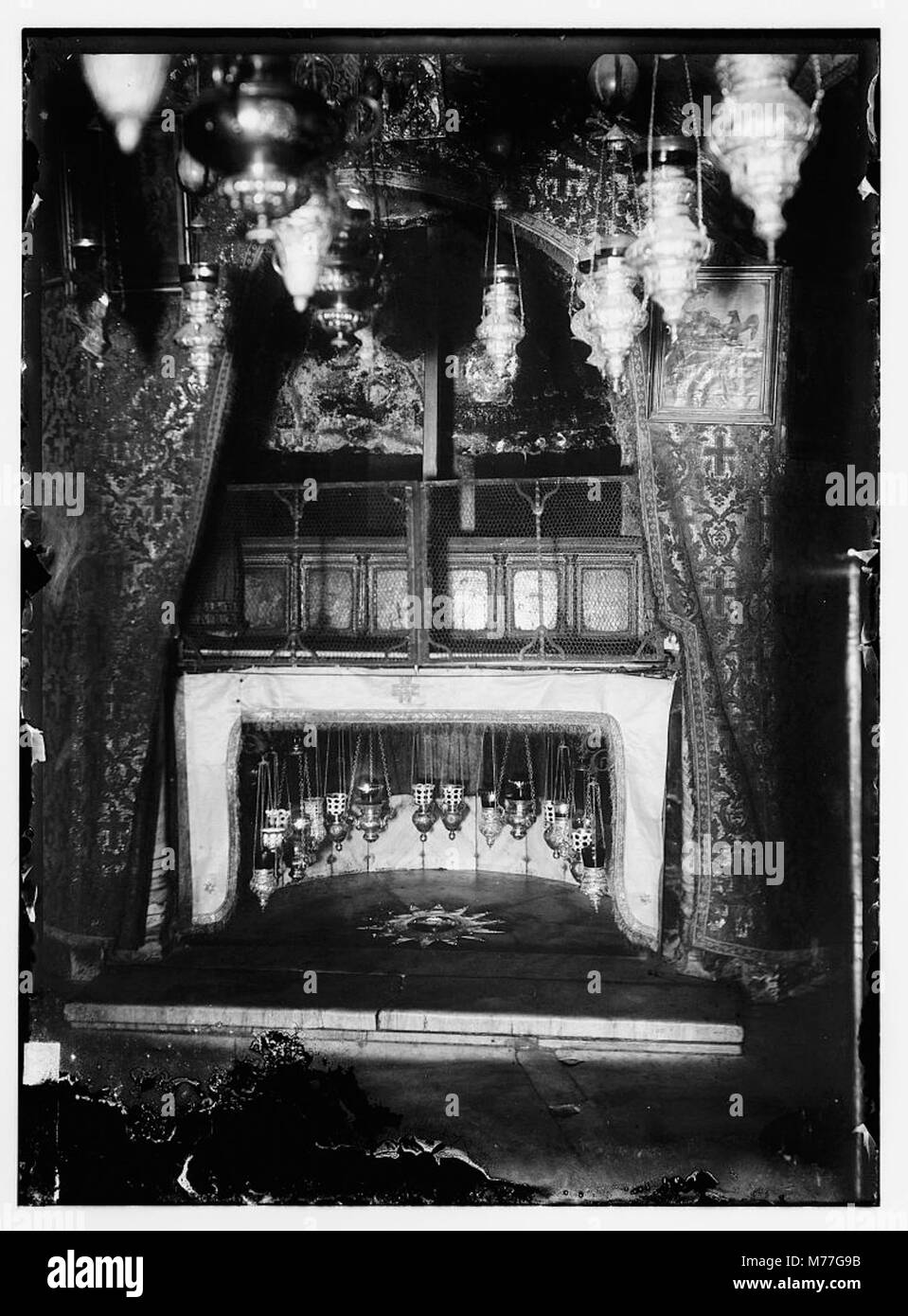 Une photo historique capturant Bethléem le jour de Noël, montrant l'importance religieuse et culturelle de l'endroit pendant la période des fêtes. Banque D'Images