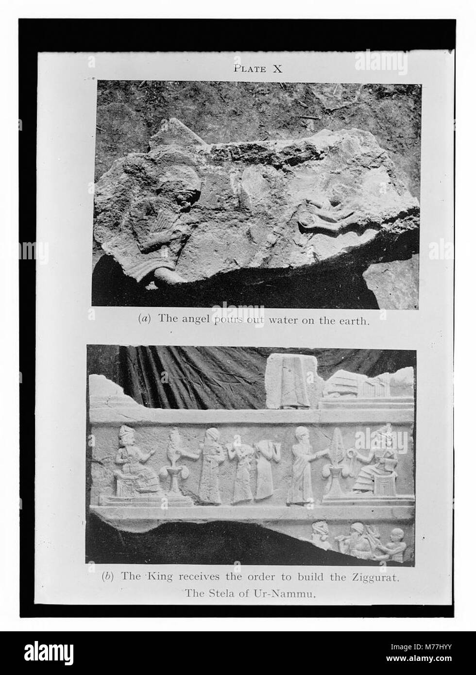 L'illustration du livre montrant des bas-reliefs de la Stèle d'Ur-nammou trouvés lors de fouilles archéologiques à Ur) LOC.11533 matpc Banque D'Images