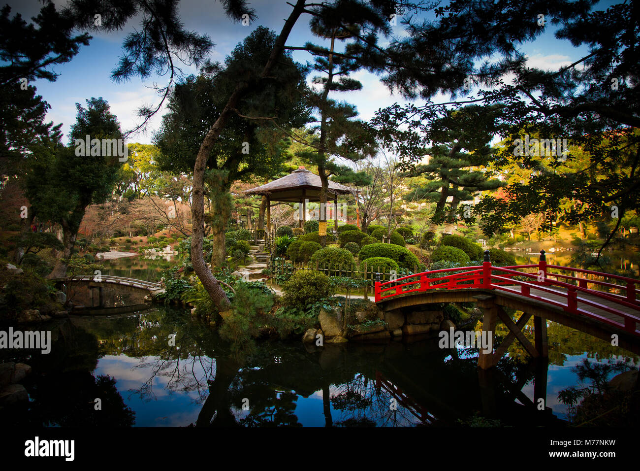 Le Shukkei-en jardins, Hiroshima, Japon, Asie Banque D'Images