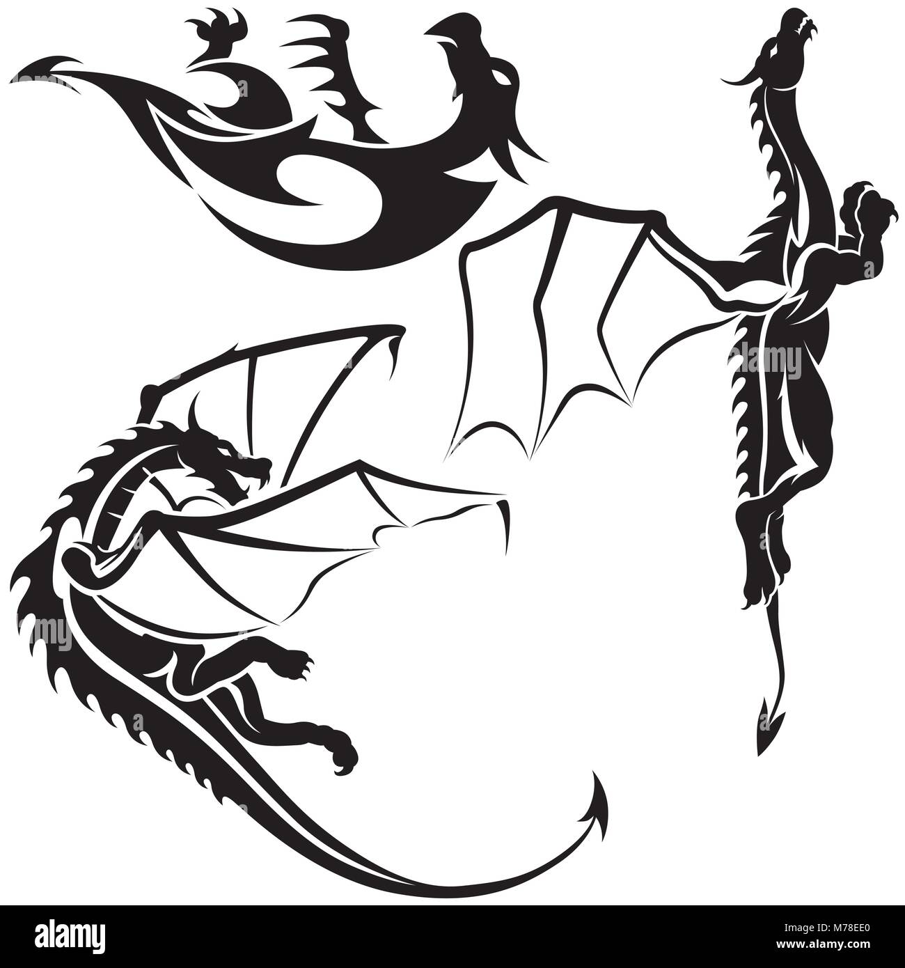 Tatouage Dragons Illustration de Vecteur