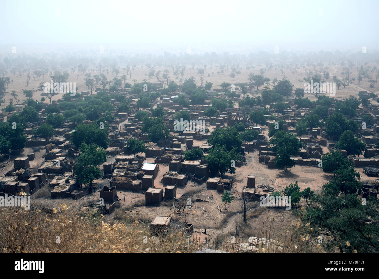 Avec une mosquée en son centre, c'est un village typique en pays dogon, Mali, Afrique de l'Ouest. Banque D'Images