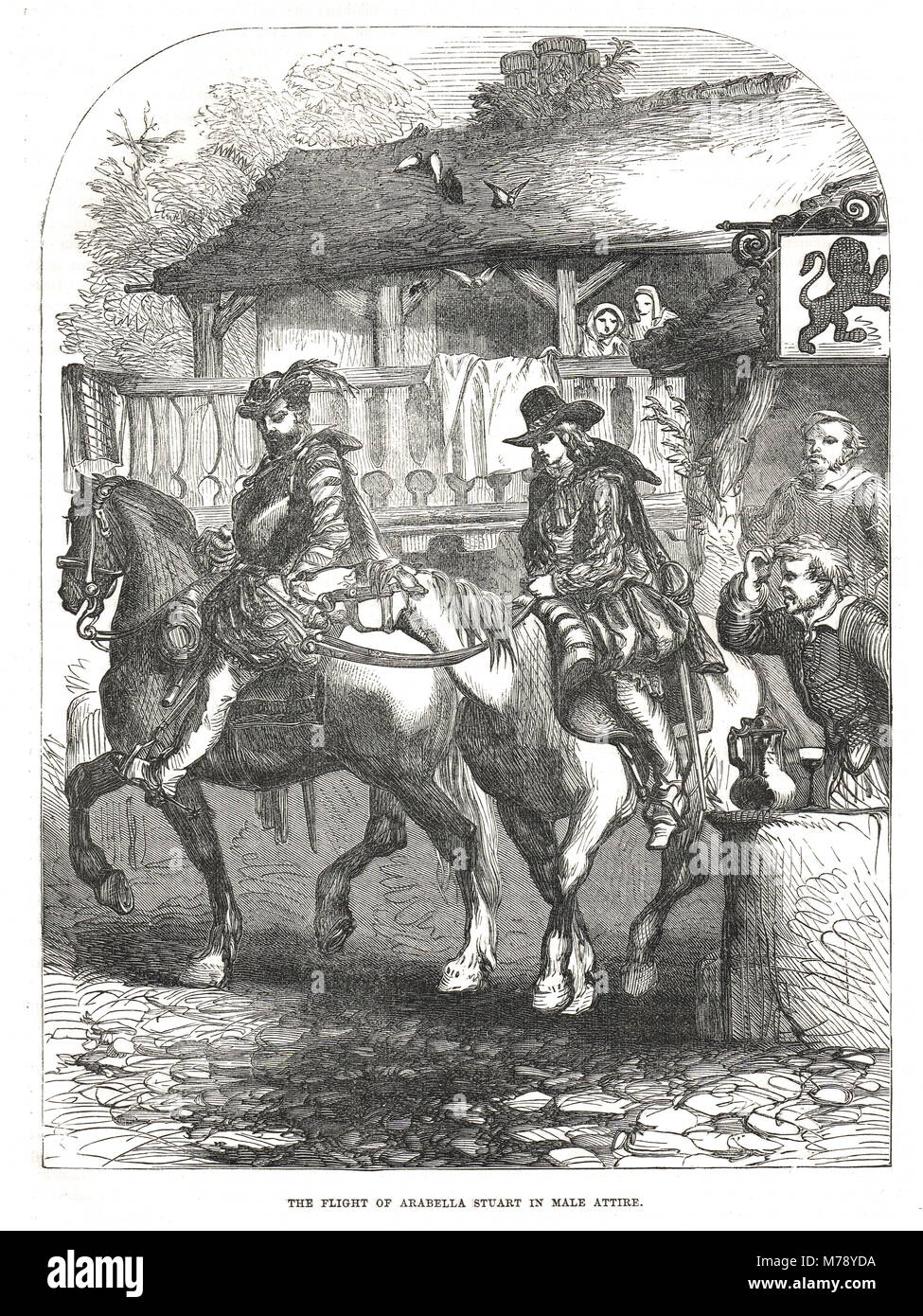 Le vol de Lady Arabella Stuart habillé comme un homme, 1611 Banque D'Images