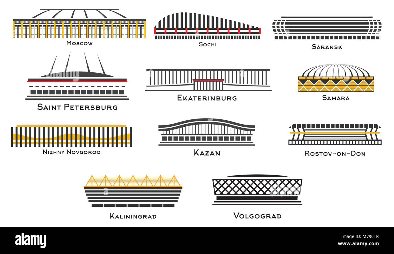 Stade de football situé sur fond blanc. Vector Illustration. La Russie en 2018. Illustration de Vecteur