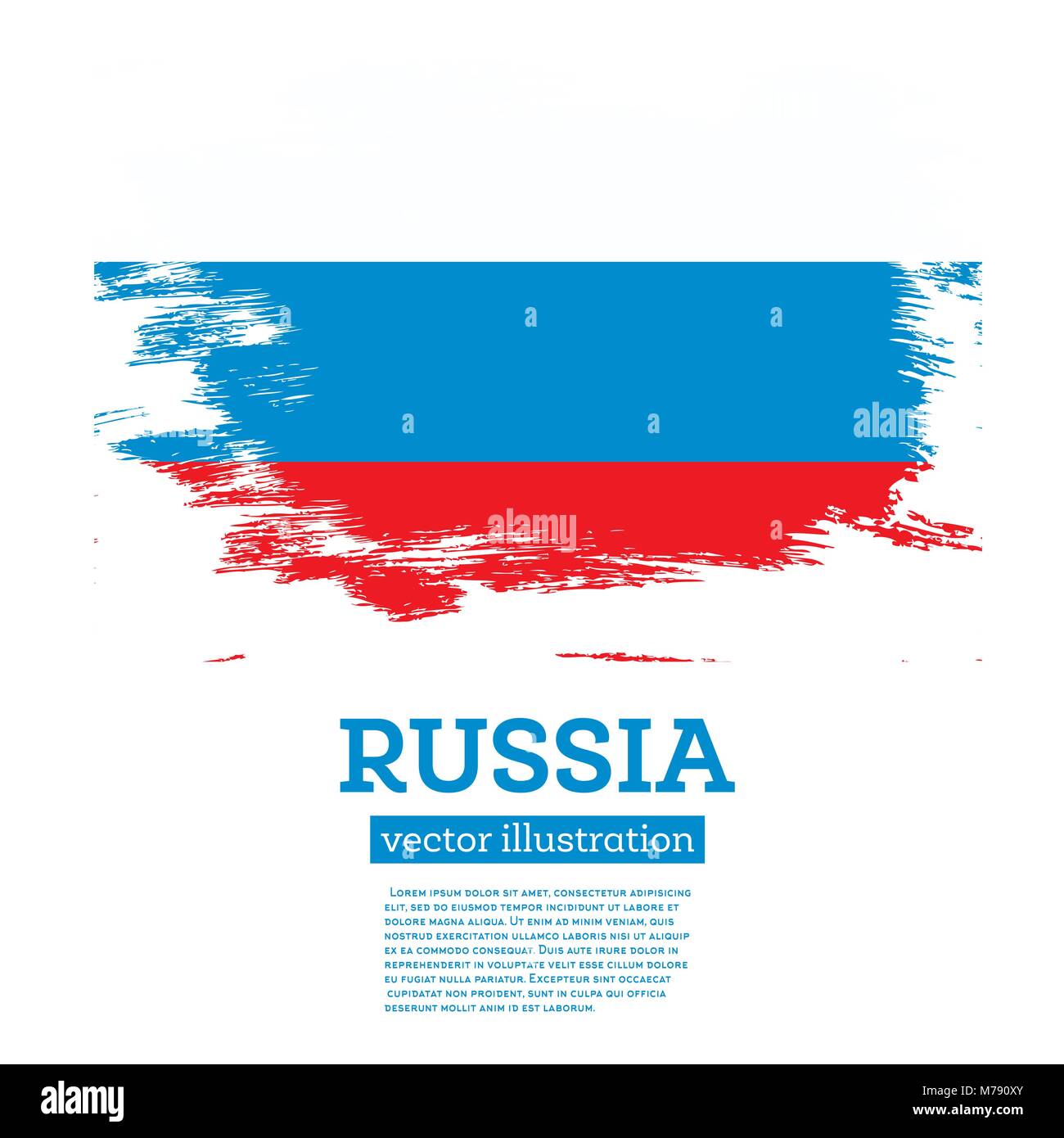 Drapeau de la Russie avec les coups de pinceau. Vector Illustration. Illustration de Vecteur