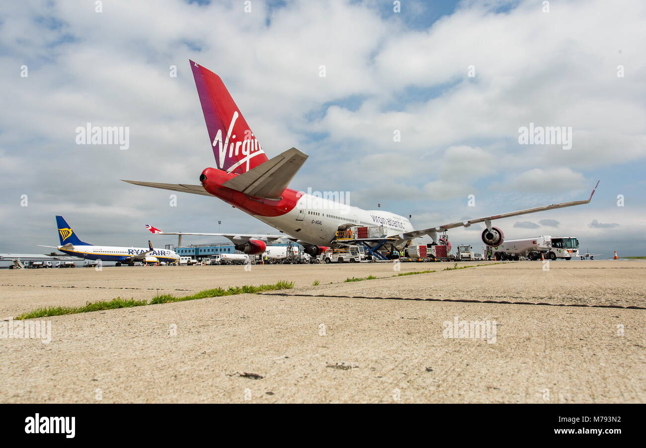 Virgin Airlines 747-400. Banque D'Images