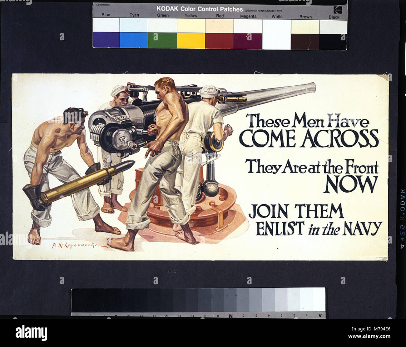 Une affiche de recrutement de F.X. Leyendecker pendant la première Guerre mondiale exhortant les hommes à s'enrôler dans la Marine, illustrant l'appel à l'action pendant la guerre. Banque D'Images