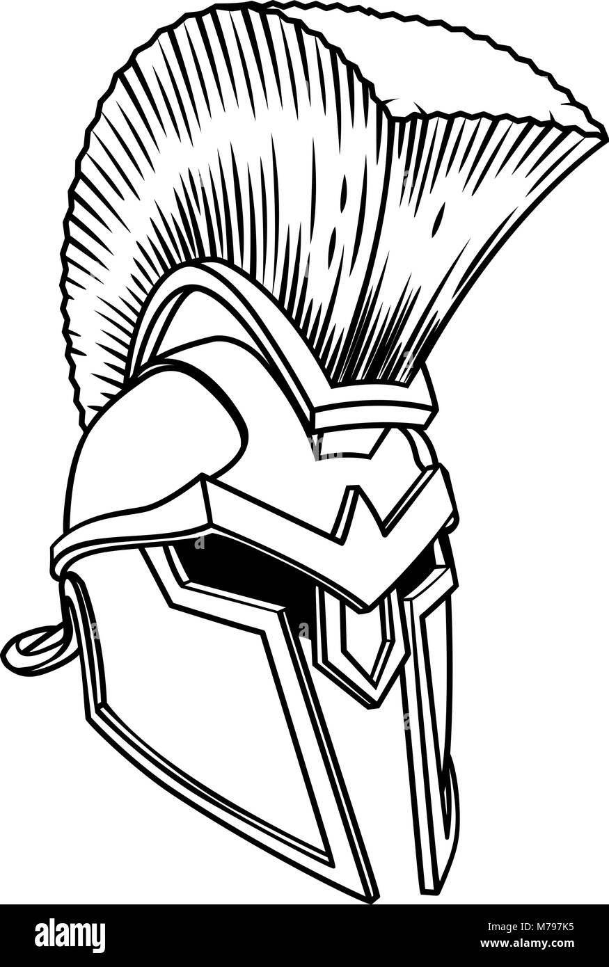 Spartan Casque Grec ancien Illustration de Vecteur