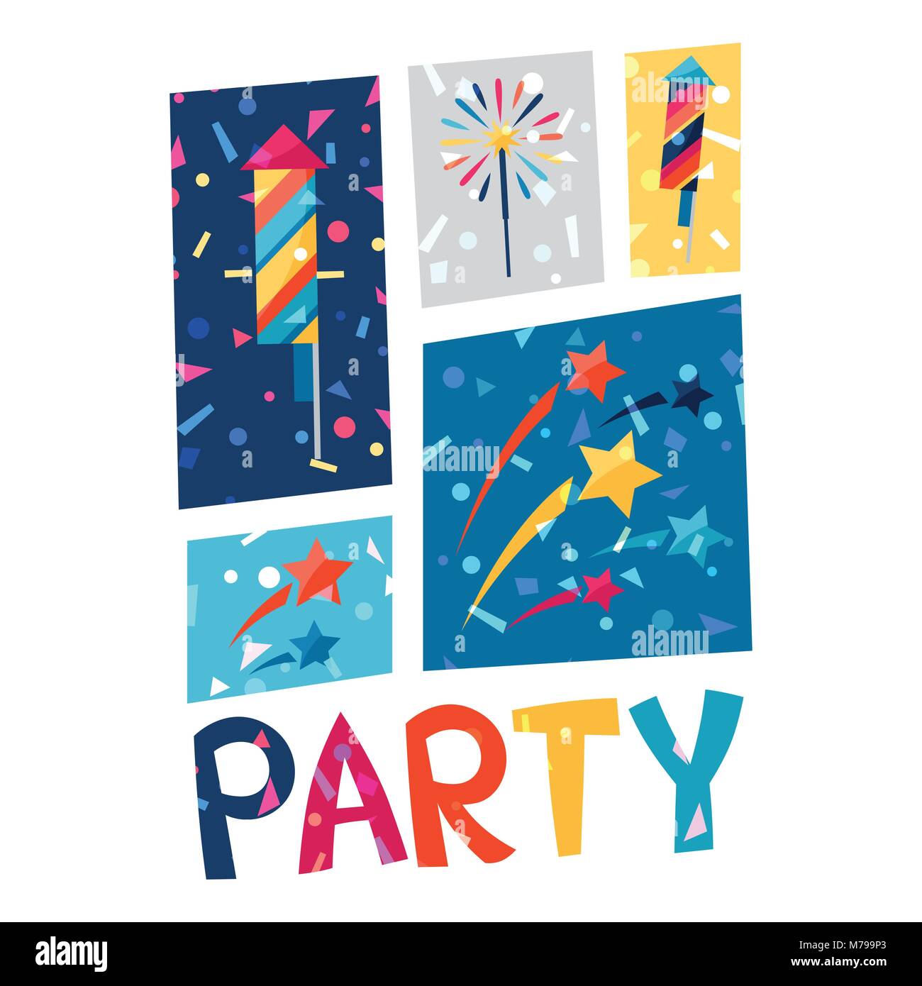 Celebration party poster avec des confettis. Illustration de Vecteur