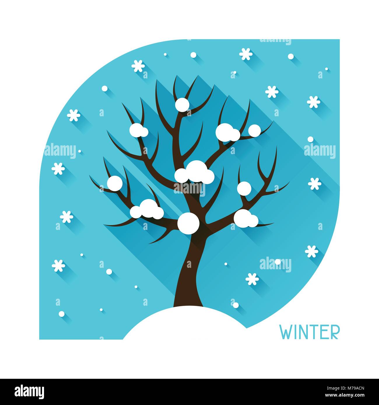 Illustration de saison hiver arbre avec télévision dans le style. Illustration de Vecteur
