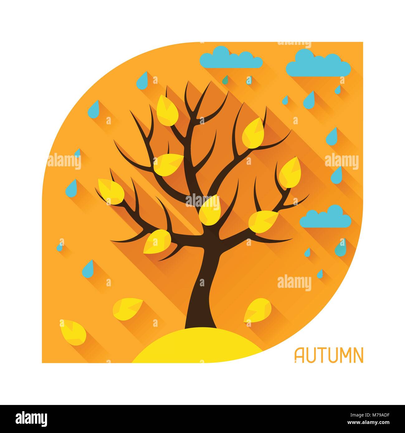 Illustration de saison avec arbre d'automne dans le style. Illustration de Vecteur