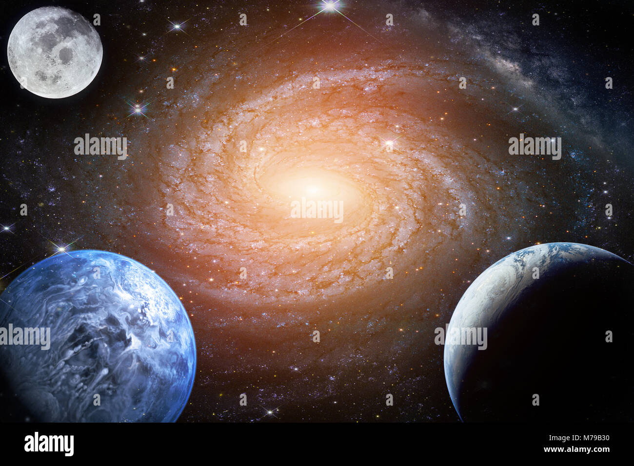 Galaxie Du Paysage Planète La Terre La Lune Vue Depuis L