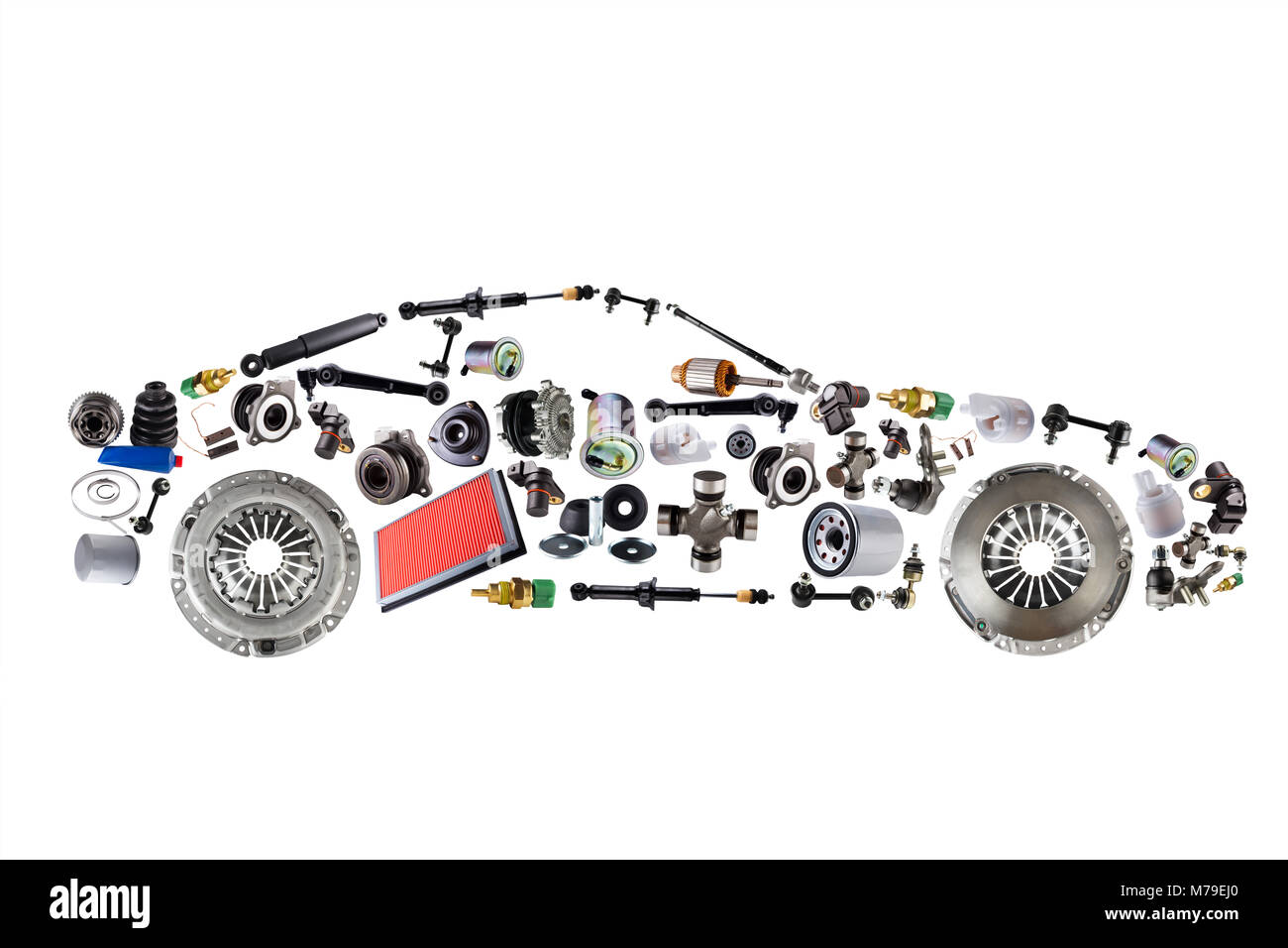 Voiture voyageurs assemblées à partir de pièces automobiles de rechange nouvelle boutique de pièces de rechange. Banque D'Images