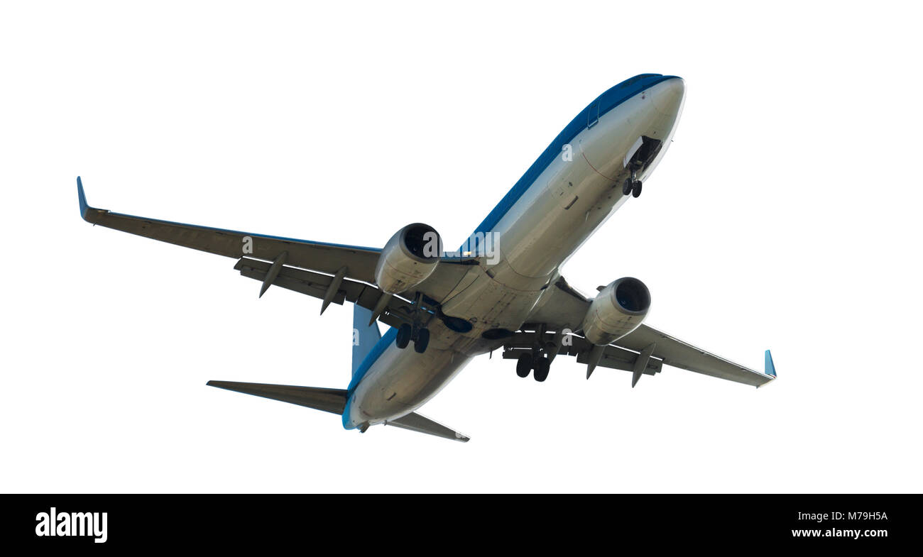 Avion de passagers isolé sur fond blanc Banque D'Images