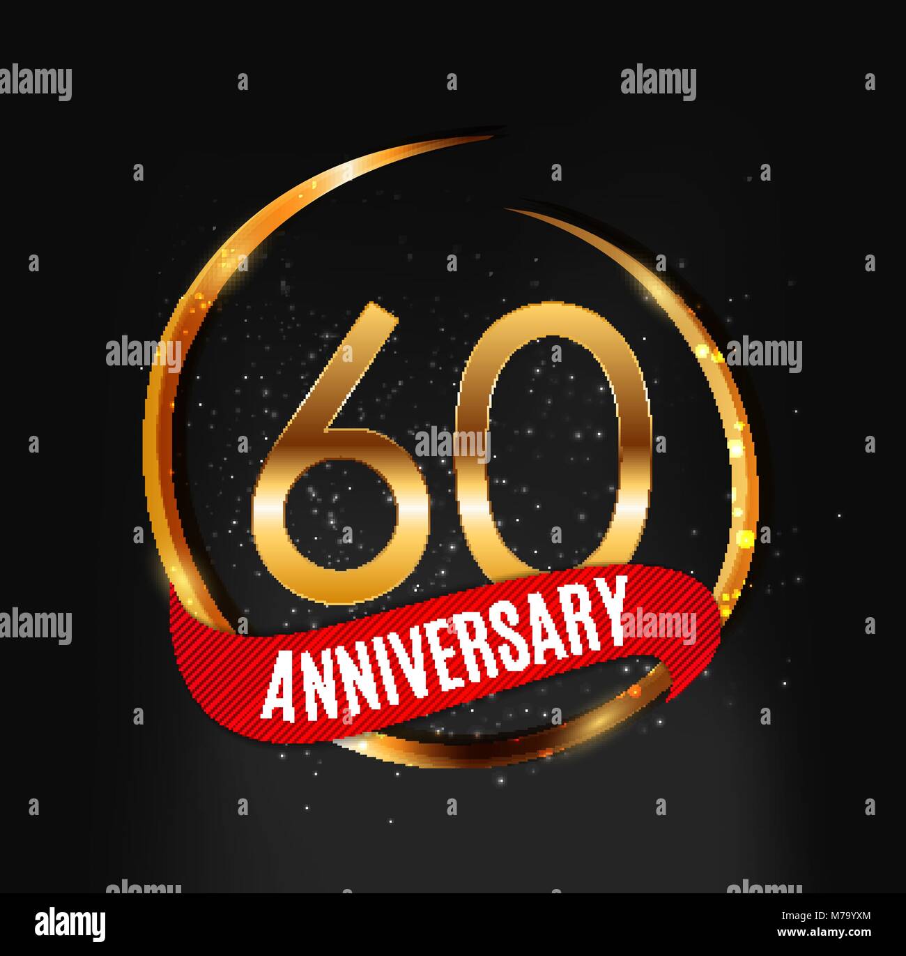 Logo Or Mod le Anniversaire 60 Ans Avec Ruban Rouge Vector Illustration logo-or-mod-le-anniversaire-60-ans-avec-ruban-rouge-vector-illustration