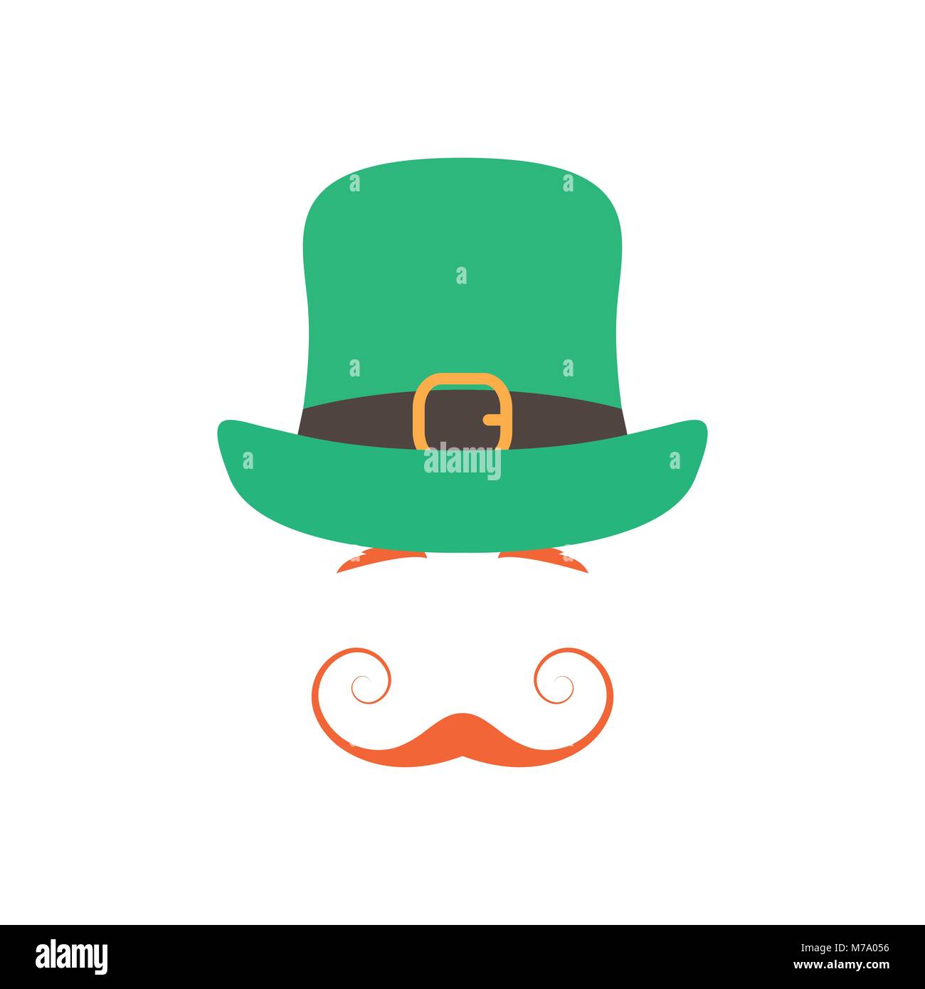 Irlandais avec orange et moustache gracieux chapeau vert sur fond blanc. Le jour de la saint Patrick l'illustration. Illustration de Vecteur