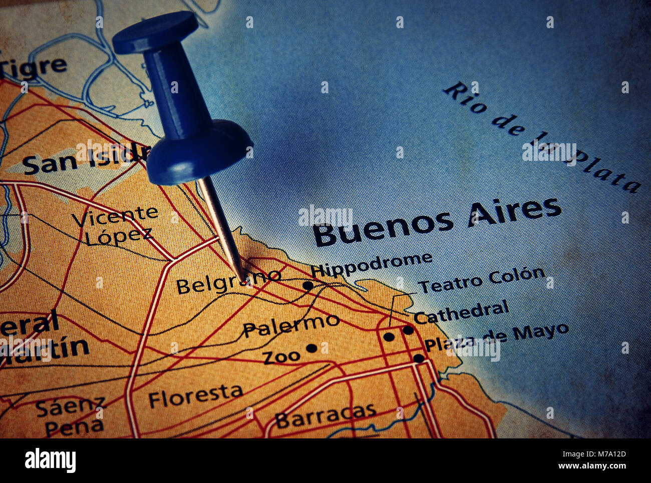 Detination de Buenos Aires sur la carte Banque D'Images