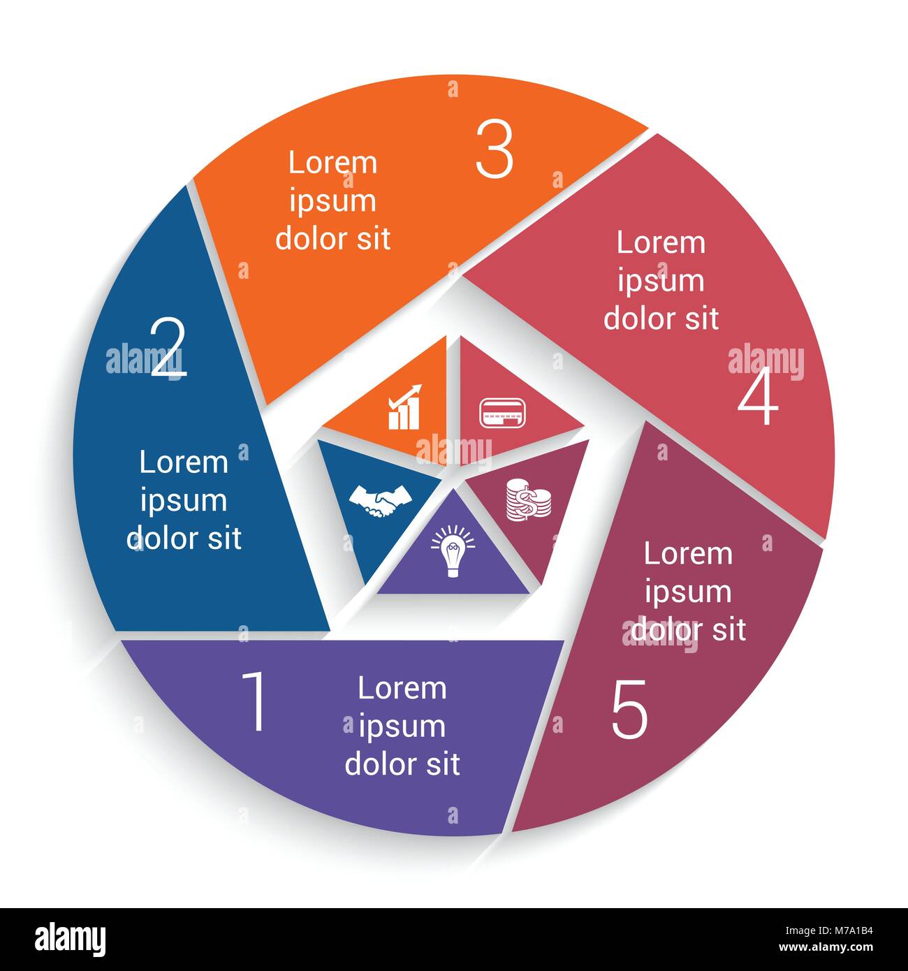 L'entreprise graphique infographie conception vecteur modèle pour 5 étapes, options, pièces, workflow. Illustration de Vecteur