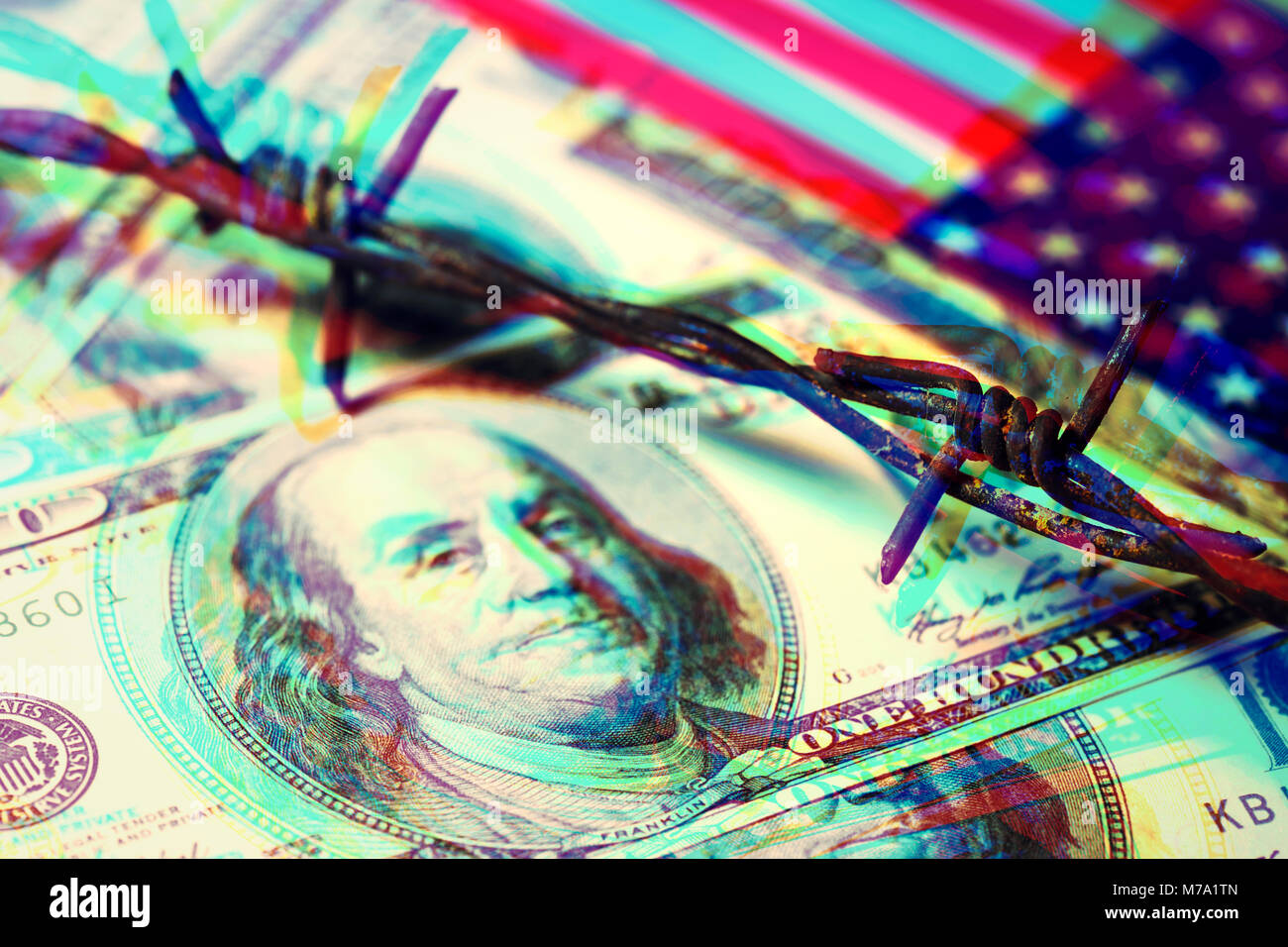 Billets derrière les barbelés, les tarifs protecteurs Banque D'Images