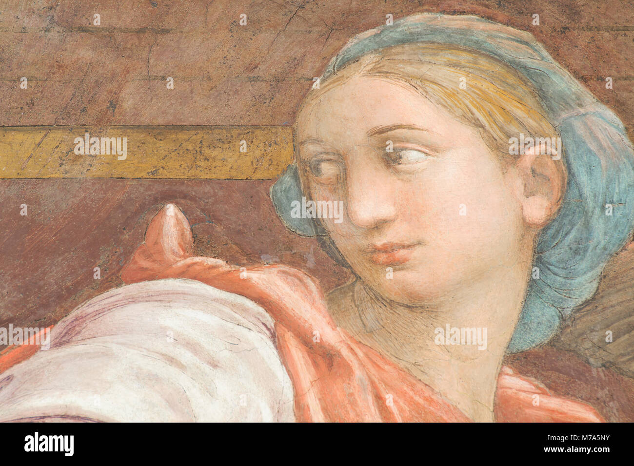 Sibylle phrygienne par Raphael - Détail de la sibylles recevoir un enseignement de Angels - Santa Maria della Pace - Rome Banque D'Images