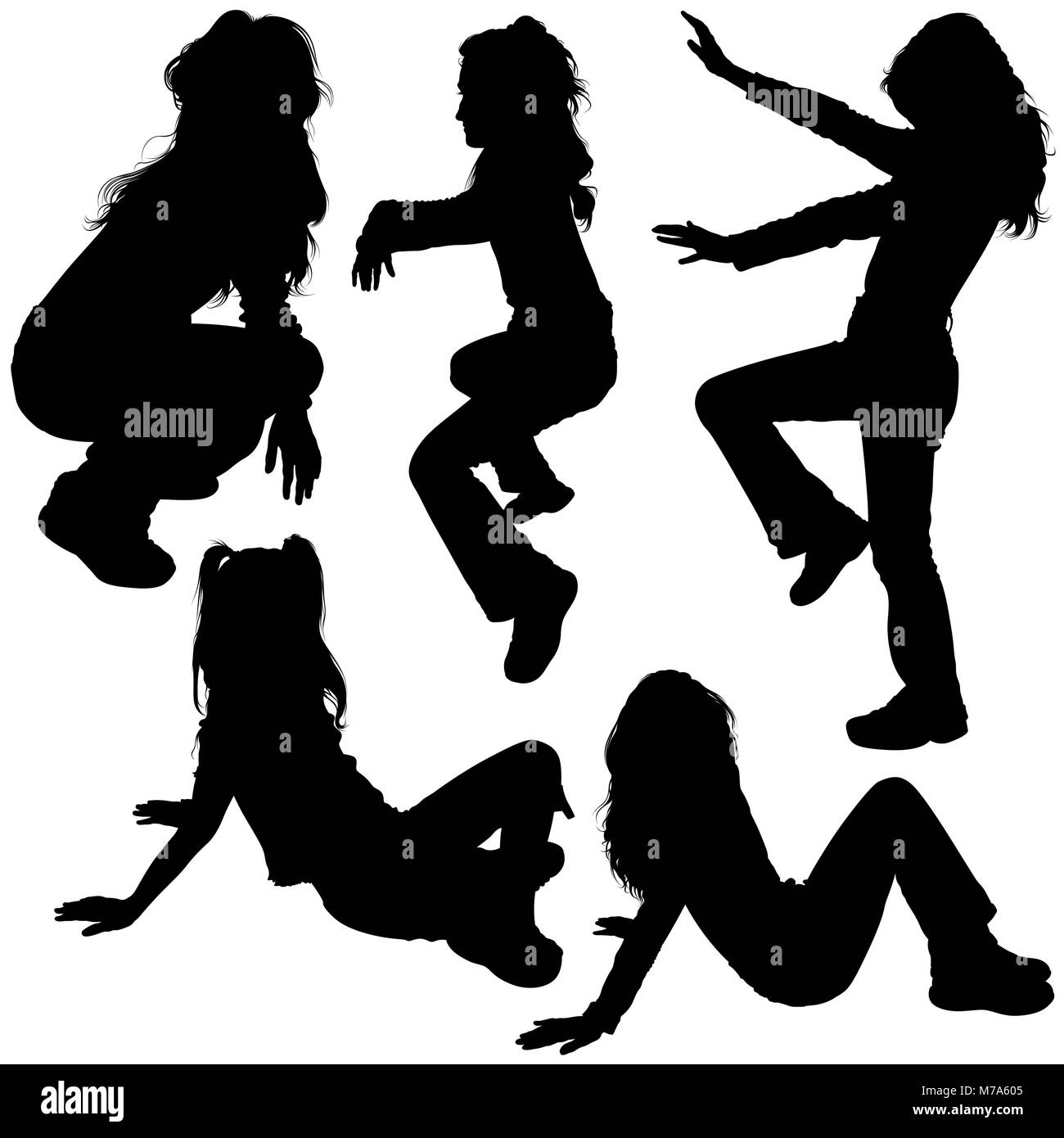 Jeune femme Silhouettes Illustration de Vecteur