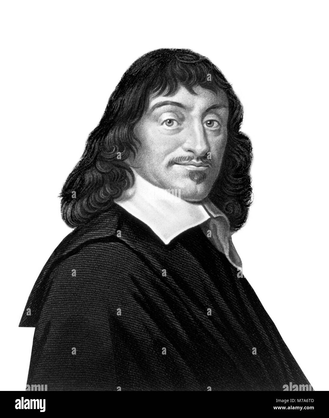 Descartes. Portrait du philosophe français René Descartes (1596-1650),  gravure par W. Holl après peinture par Franz Hals Photo Stock - Alamy