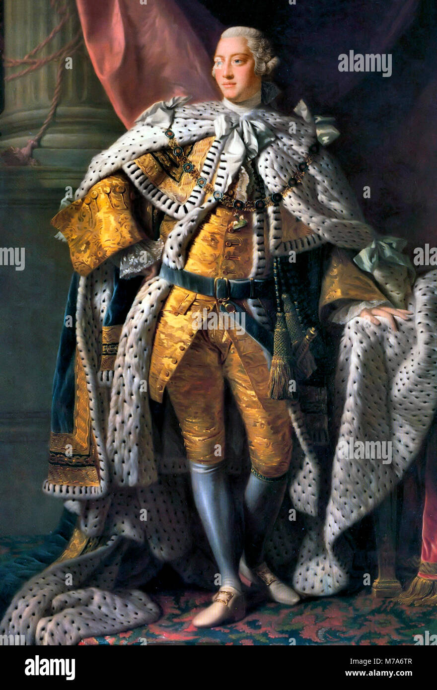 George III (1738-1820).Portrait du roi George III en robes de couronnement, peinture par le studio d'Allan Ramsay Banque D'Images