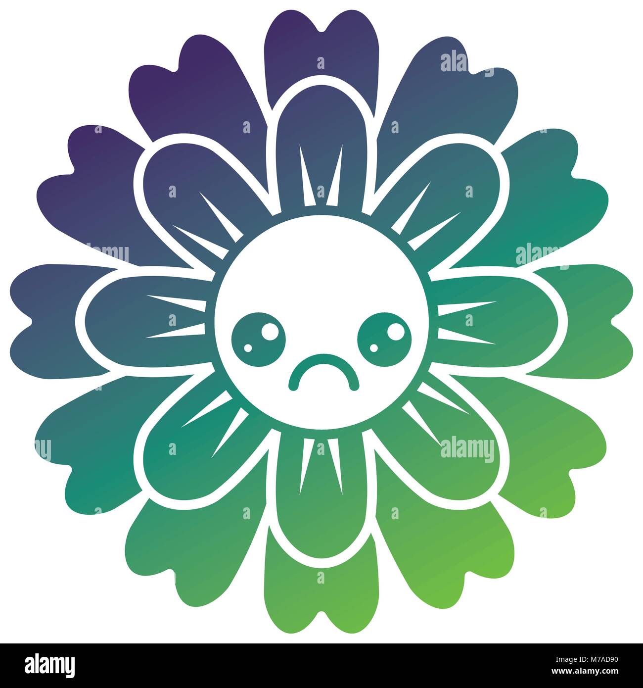 Pétales de fleurs kawaii cute cartoon color gradient Illustration de Vecteur