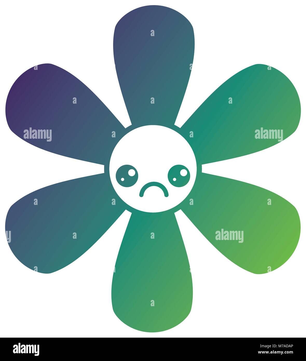 Kawaii fleur botanique couleur gradient icône dessin animé Illustration de Vecteur