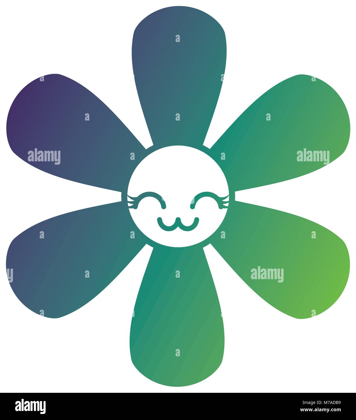 Kawaii fleur botanique couleur gradient icône dessin animé Illustration de Vecteur