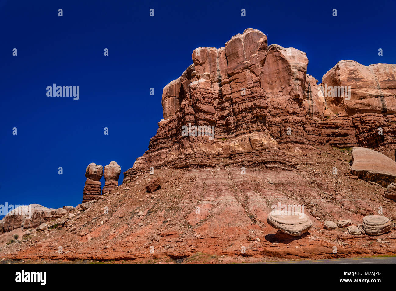 Les États-Unis, l'Utah, le comté de San Juan, Bluff, Navajo Twin Rocks Banque D'Images
