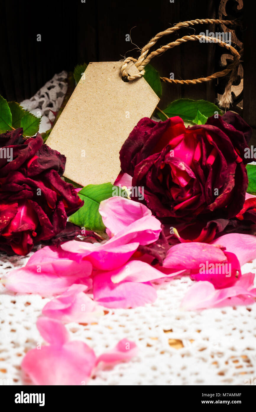 Carte de voeux, fanée roses Banque D'Images