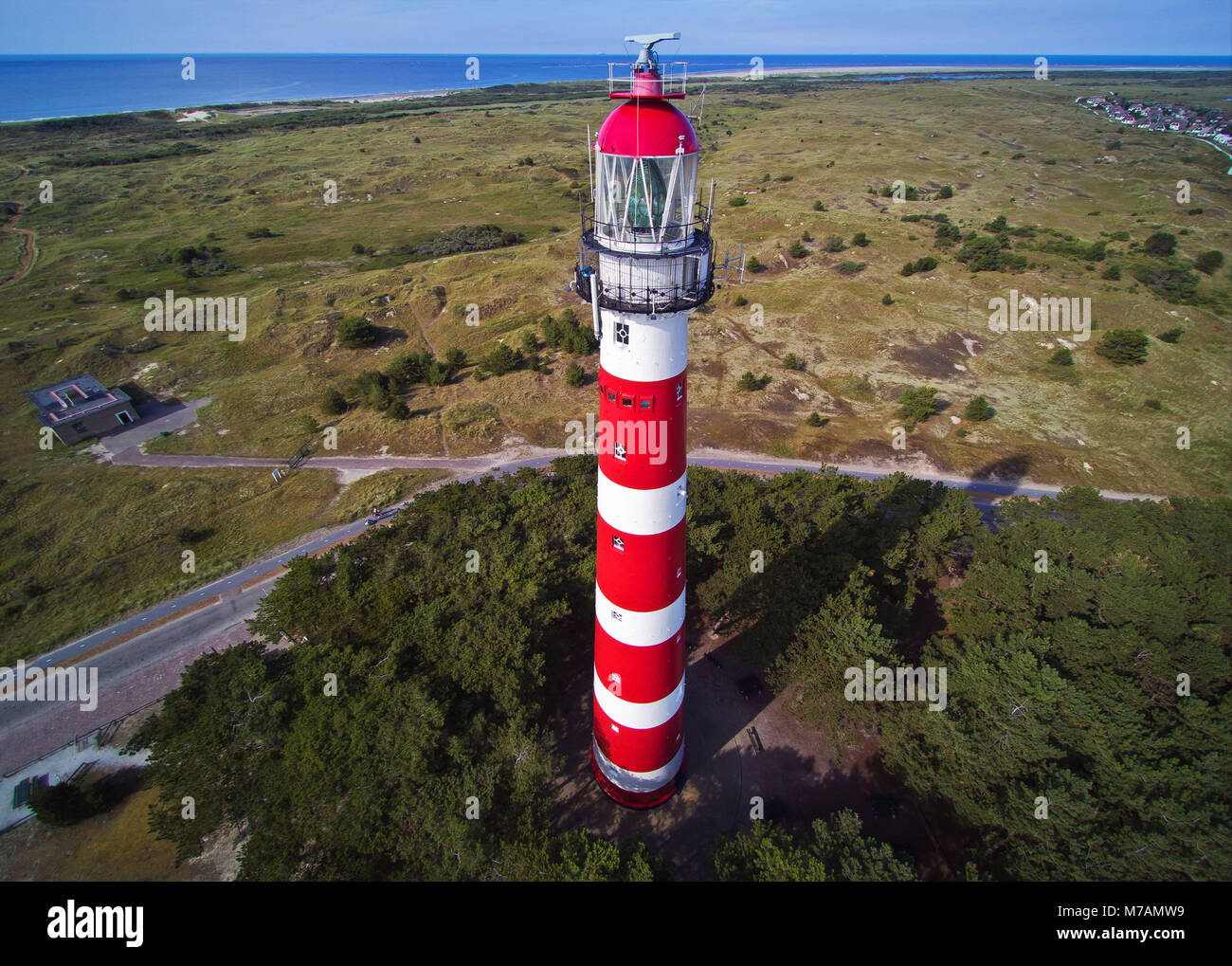 Le phare sur l'île d'Ameland, Pays-Bas, vues aériennes Photo Stock - Alamy