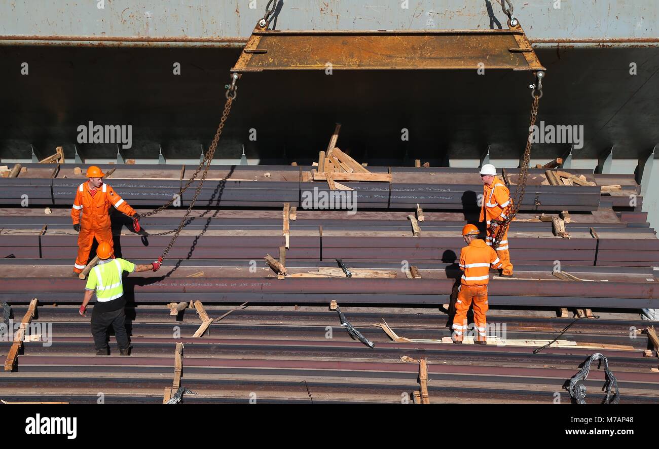 Rainham Steel depot à Scunthorpe, le nord de l'Angleterre. 23 Septembre 2016 Photo par James Boardman Banque D'Images