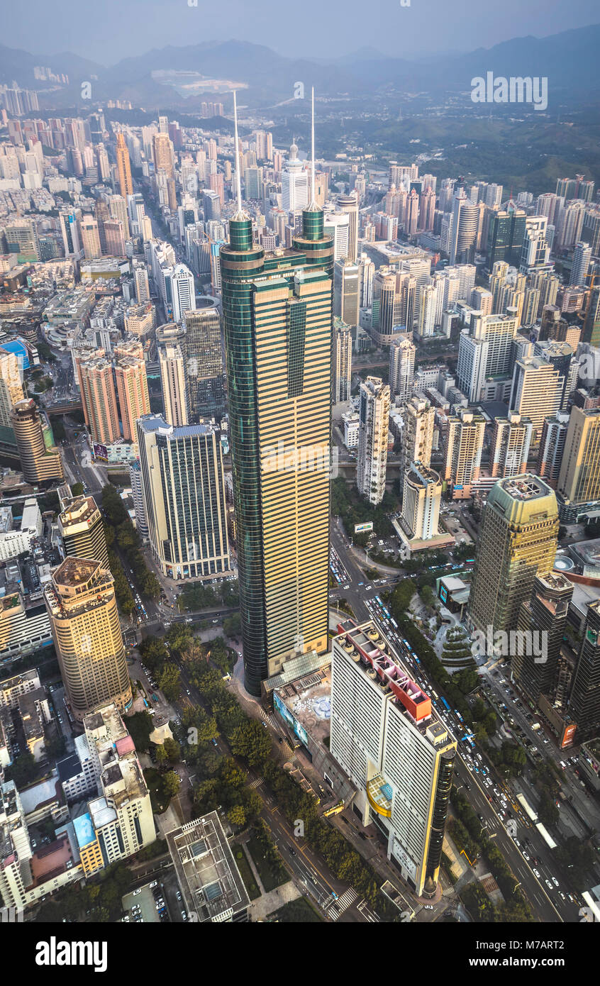 La Chine, la ville de Shenzhen, Di Wang Tower, Dong Men Salon Banque D'Images