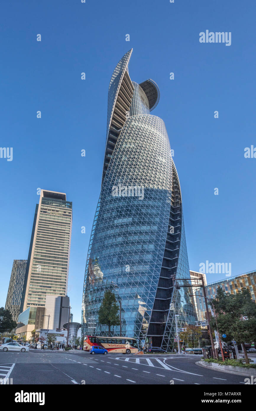 La ville de Nagoya, Japon, spirale Towers Bldg. Banque D'Images