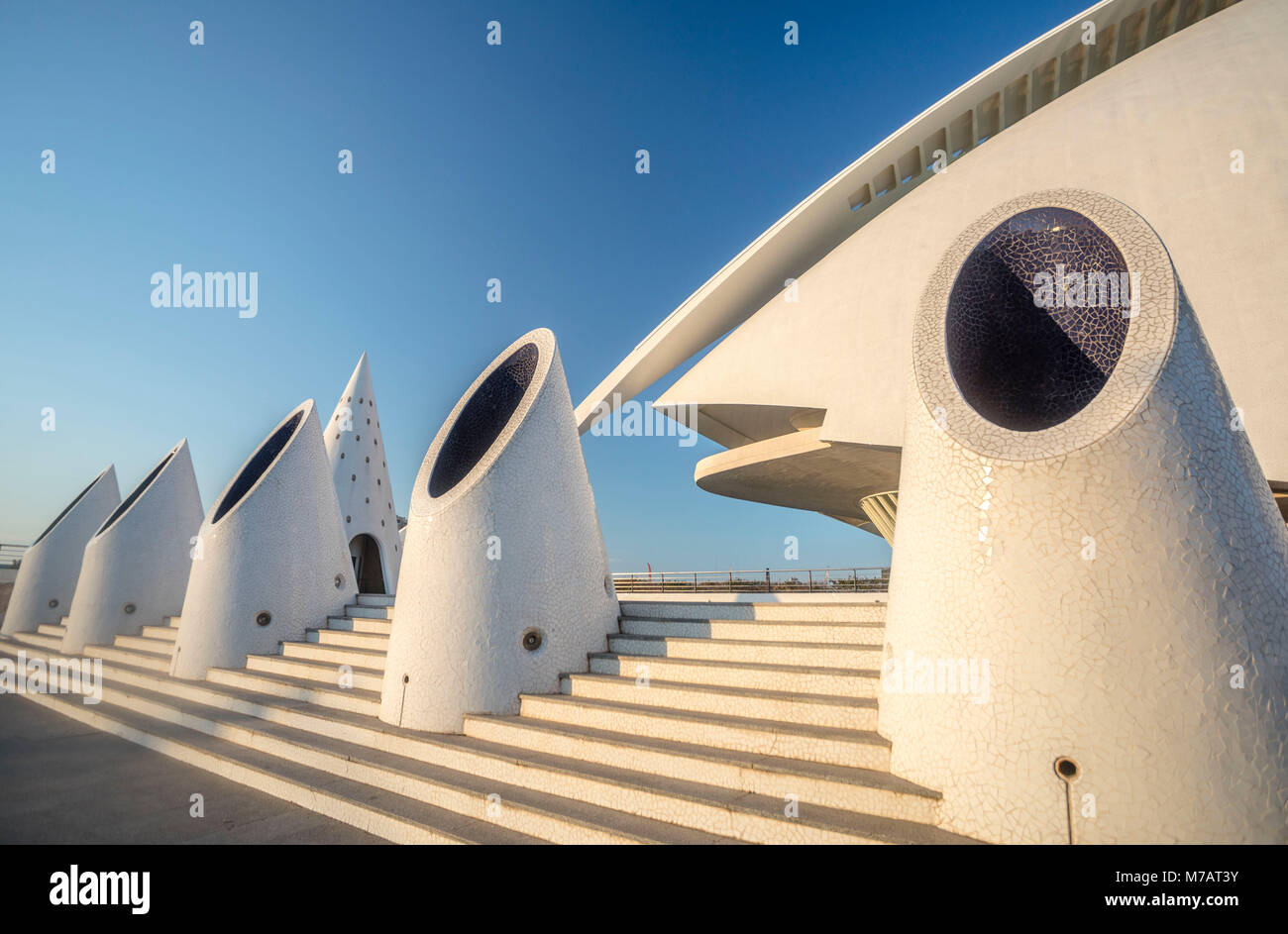 L'Espagne, la ville de Valence, La Cité des Arts et des sciences, de l'architecte Calatrava, l'Auditorium Bldg. Banque D'Images