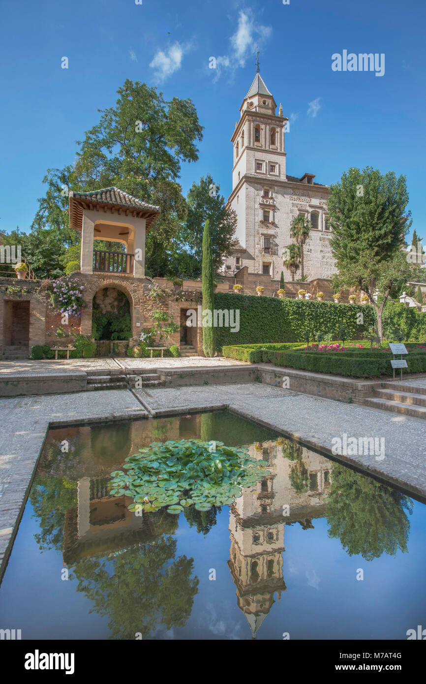 Espagne, Andalousie, Grenade, ville de l'Alhambra, l'UNESCO (W.H.), Jardin Partal Banque D'Images