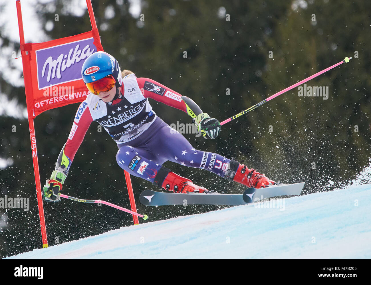 Ofterschwang (Allemagne). 09Th Mar, 2018. 3ème place pour Mikaela SHIFFRIN, USA en action à l'égard des femmes slalom géant de la Coupe du monde course en Ofterschwang (Allemagne) le 09 mars 2018. Crédit : Peter Schatz/Alamy Live News Banque D'Images