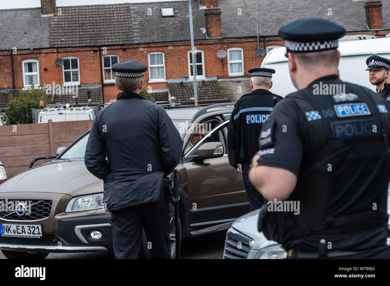 Brentwood Essex 10 mars 2018, un acte illégal travellor's camp a été servi avec un l'article 61 notification de quitter le site par Essex police. Les menaces de violence physique ont été faites par les voyageurs en partance de photographe de presse Ian Davidson pour prendre des photographies Crédit : Ian Davidson/Alamy Live News Banque D'Images