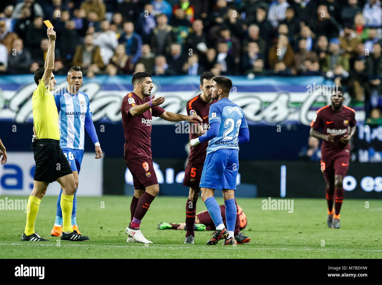 Malaga, Espagne. 9 mars, 2018. LaLiga match de football entre Malaga CF vs FC Barcelone à la stade La Rosaleda. © ABEL F. ROS/Alamy Live News Banque D'Images