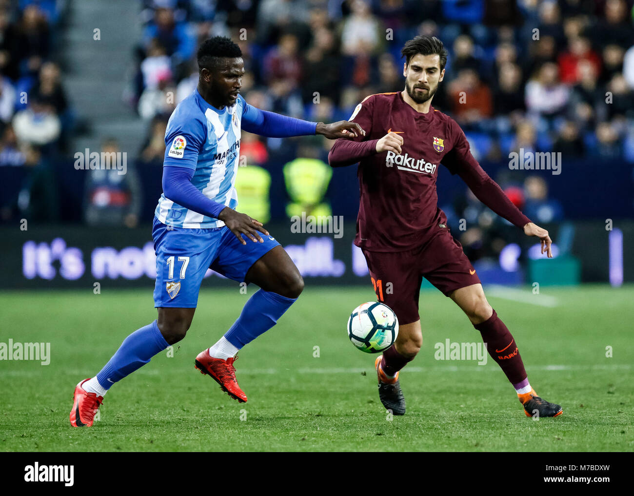 Malaga, Espagne. 9 mars, 2018. LaLiga match de football entre Malaga CF vs FC Barcelone à la stade La Rosaleda. © ABEL F. ROS/Alamy Live News Banque D'Images