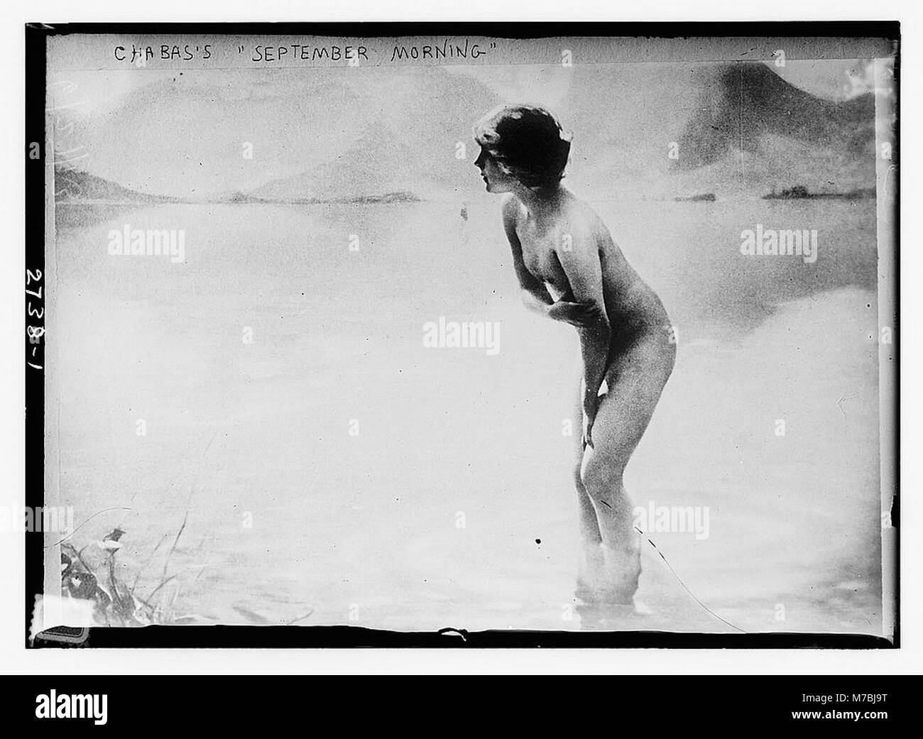 Cette œuvre d'art intitulée « septembre matin » par Chabas capture un paysage serein et atmosphérique avec un accent sur la lumière changeante et l'ambiance d'un matin calme et rural. La peinture souligne la beauté naturelle et des scènes tranquilles et contemplatives. Banque D'Images