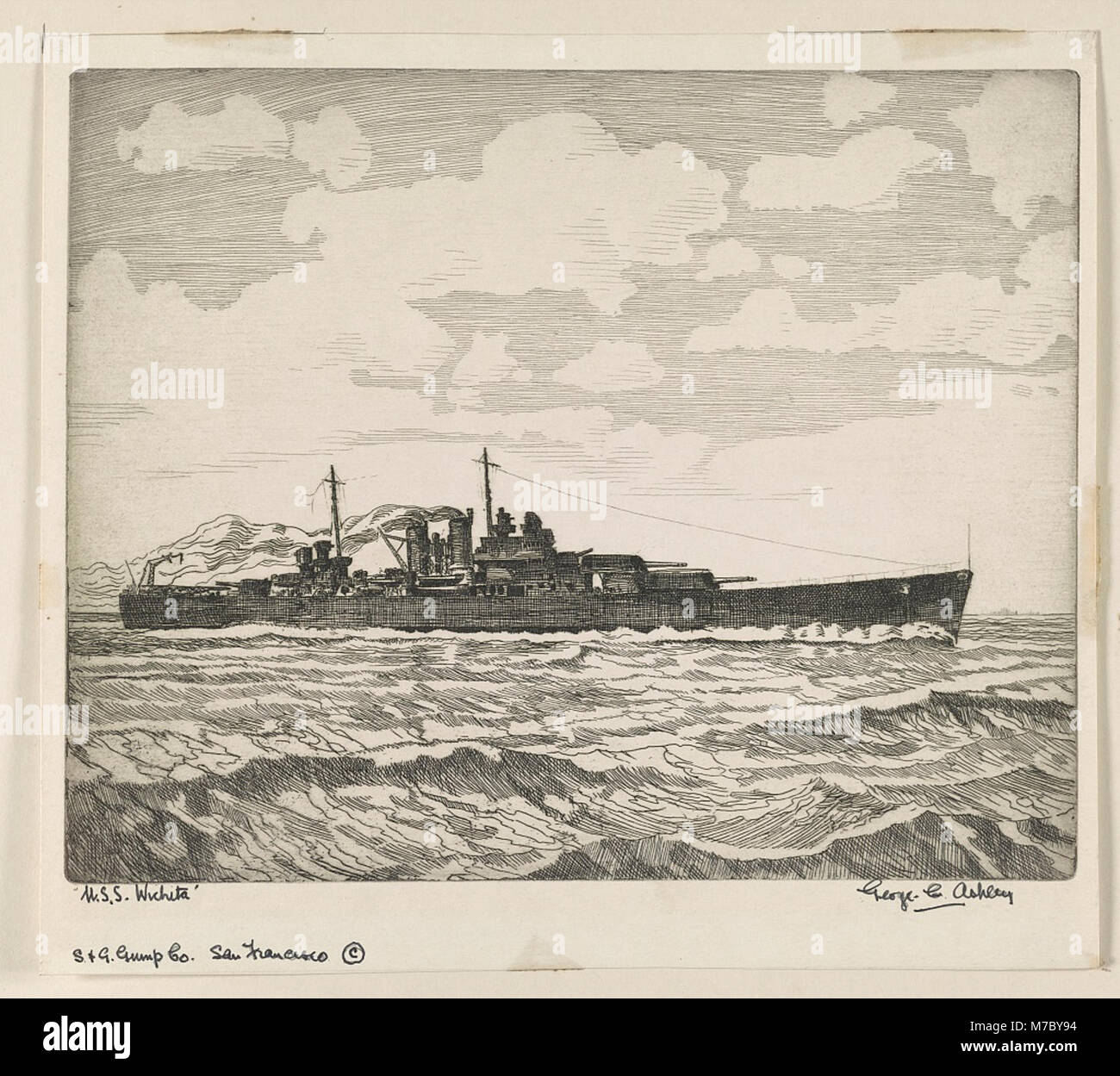 L'U.S.S. Wichita était un croiseur léger de classe Cleveland de la marine américaine, mis en service en 1939. Connu pour son service pendant la seconde Guerre mondiale, il a soutenu les opérations navales à travers les théâtres du Pacifique et de l'Atlantique, fournissant un appui-feu et des tâches d'escorte. Banque D'Images