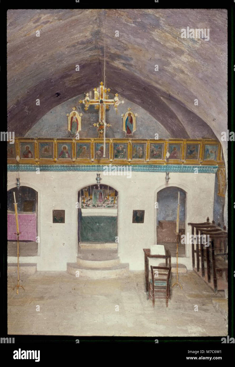 Une vue vers le nord de Jérusalem en direction de Nazareth, montrant la chapelle construite sur le site de l'ancienne synagogue où Jésus aurait prêché. Le site est important dans l'histoire religieuse chrétienne. Banque D'Images