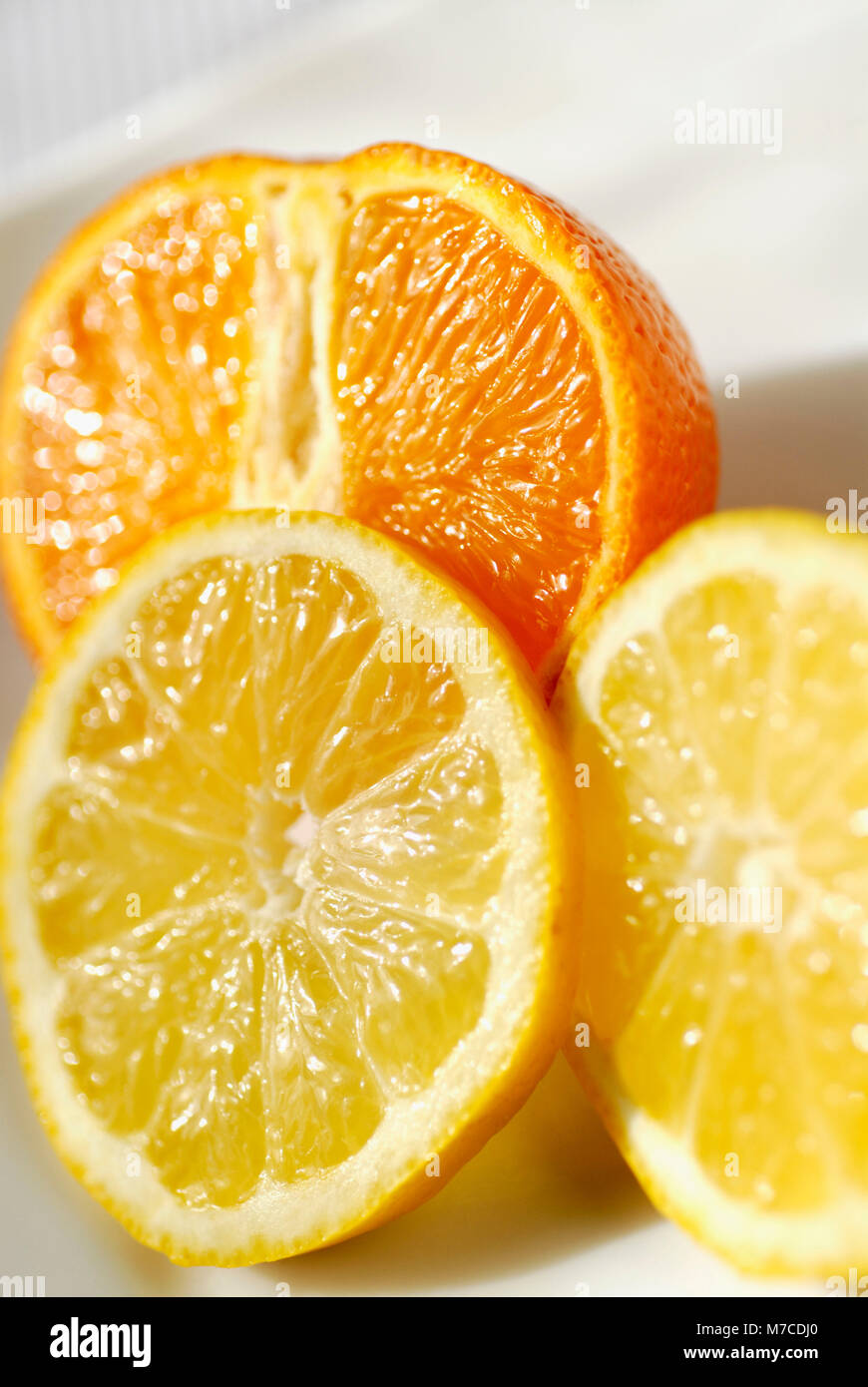 Close-up de tranches de citron et d'orange Banque D'Images