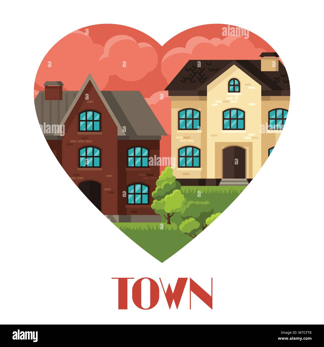 La conception d'arrière-plan de ville avec des chalets et maisons Illustration de Vecteur