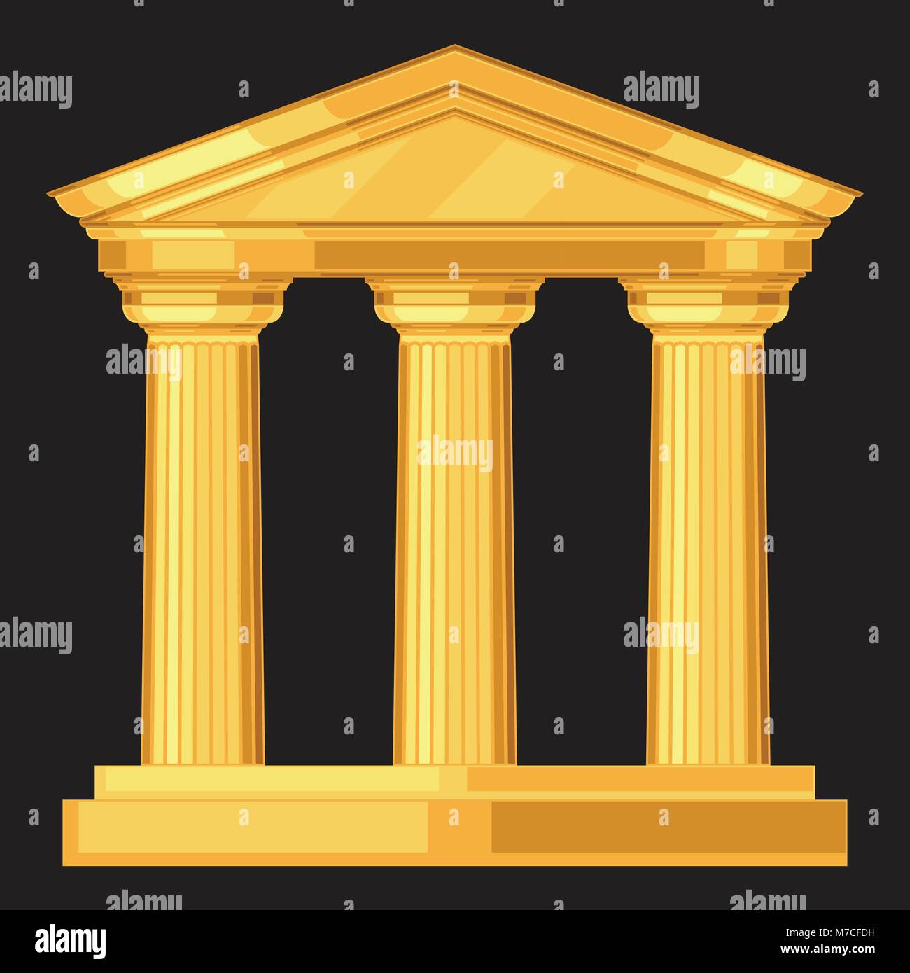 Doric temple grec antique réaliste avec des colonnes Illustration de Vecteur